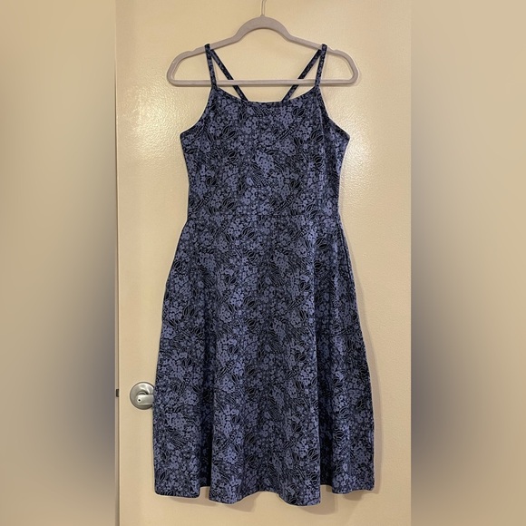 PACT NWOT Organic Fit and Flare Midi Dress in Midnight Garden - Picture 7 of 12